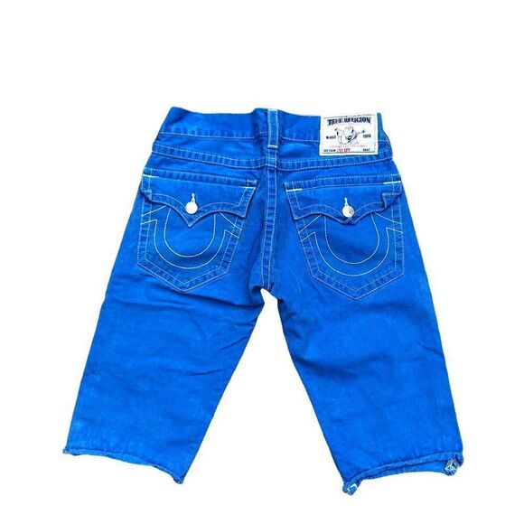 TRUE Religion Jean Shorts Size 28 CUT OFF Blue - Picture 2 of 7